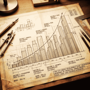Plano con gráfico de crecimiento financiero por etapas que representa la dimensión de finanzas sustentables en el coaching integral de Awakenova