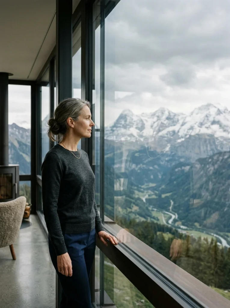 que-es-el-autoconocimiento-profundo-awakenova Persona madura mirando el horizonte en un paisaje natural, reflexionando sobre que es el autoconocimiento y cómo superar el vacío existencial.