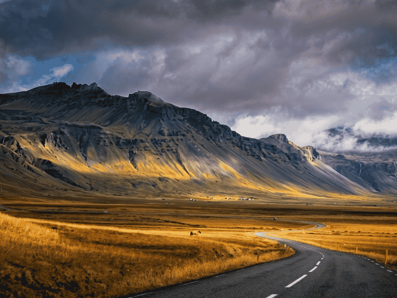 Viajes con propósito: camino solitario entre montañas doradas evocando la travesía interior y la observación consciente